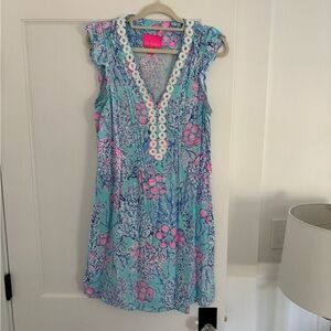 Lilly Pulitzer Blue and Pink Dress, Size Medium
